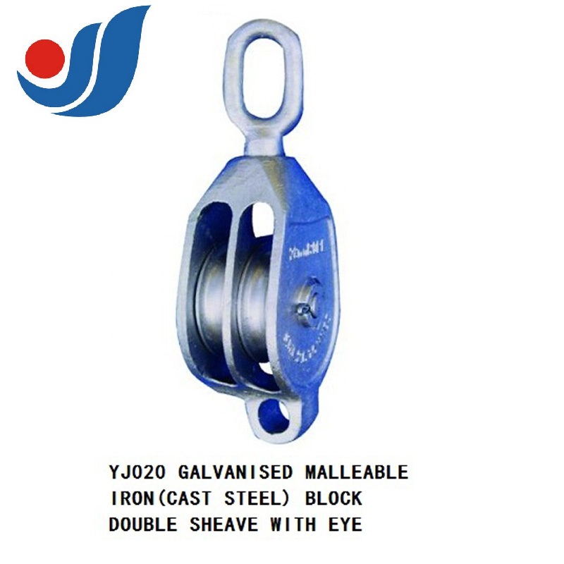 YJ020 GALVANISED MALLEABLE IRON (CAST STEEL)BLOCK DOUBLE SHEAVE WITH EYE - copy